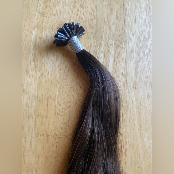 HUMAN HAIR Darkest Brown U-Tip Keratin Hair Extensions 22in 50g - Picture 10 of 13